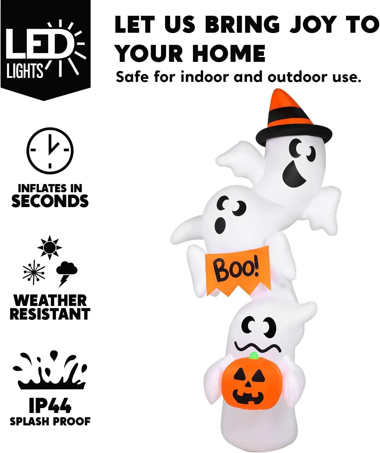 Joyfy Halloween Inflatable Ghost Outdoor Yard Decor With Lights