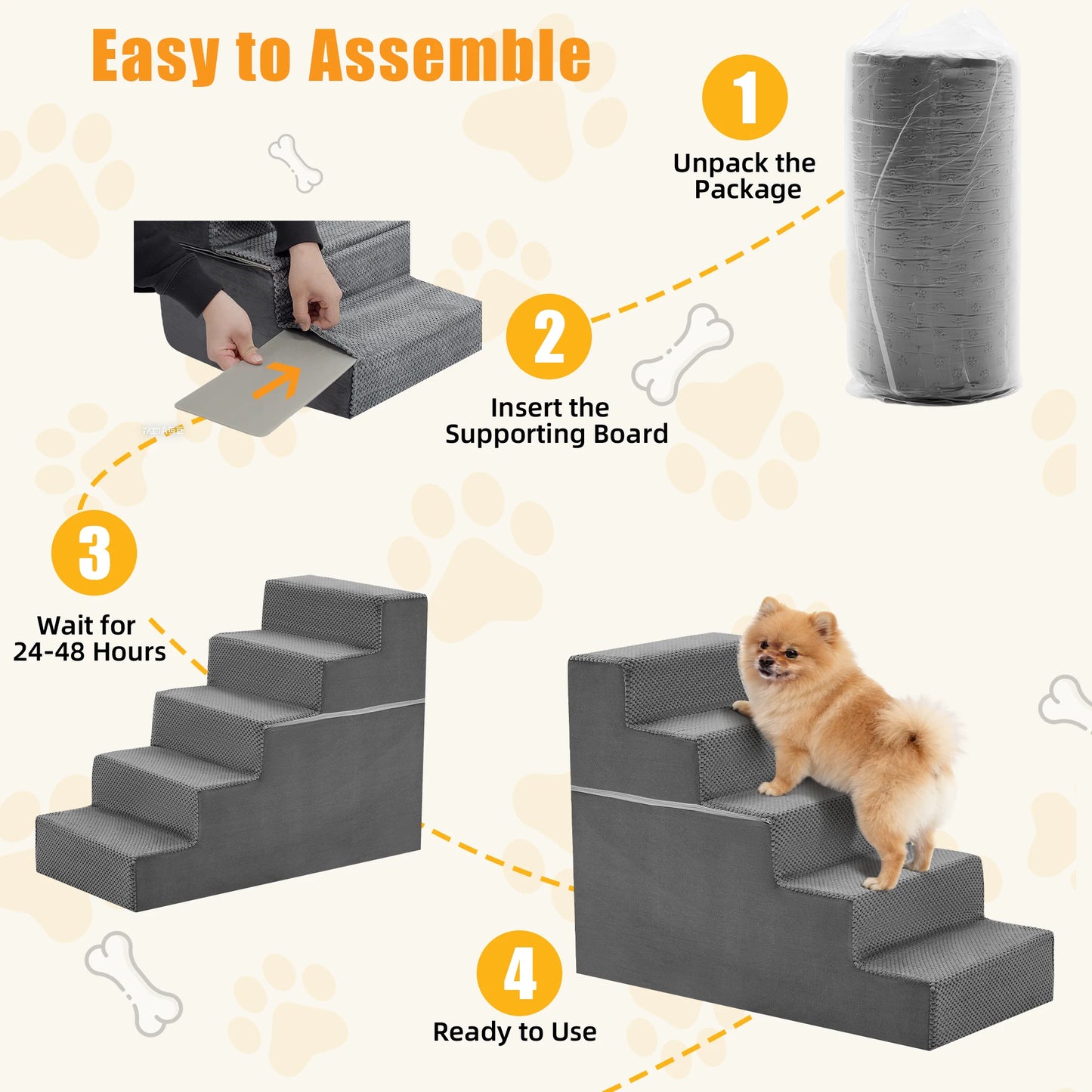 Right Angled Foam Pet Stairs Ramp For Small Dogs Indoor