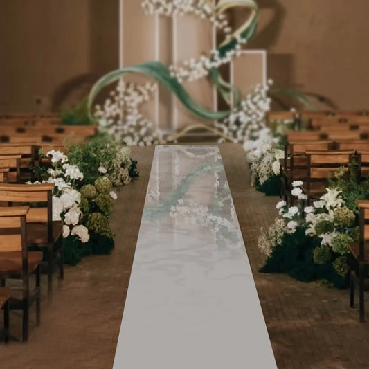 Silver Mirrored Floor Aisle Runner For Weddings And Parties