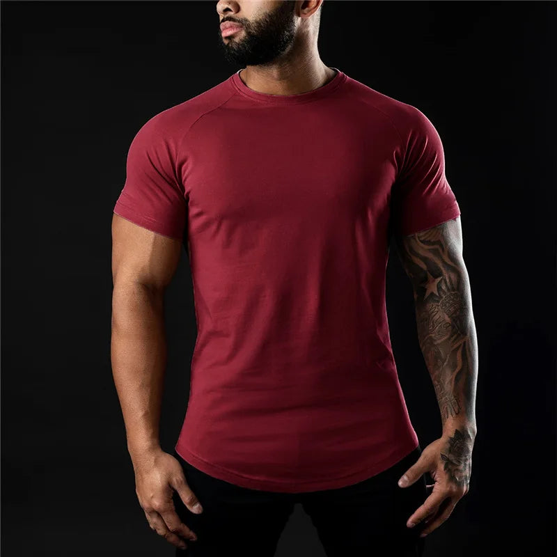 Plain Gym T Shirt Short Sleeve Cotton Fitness Tee Essential