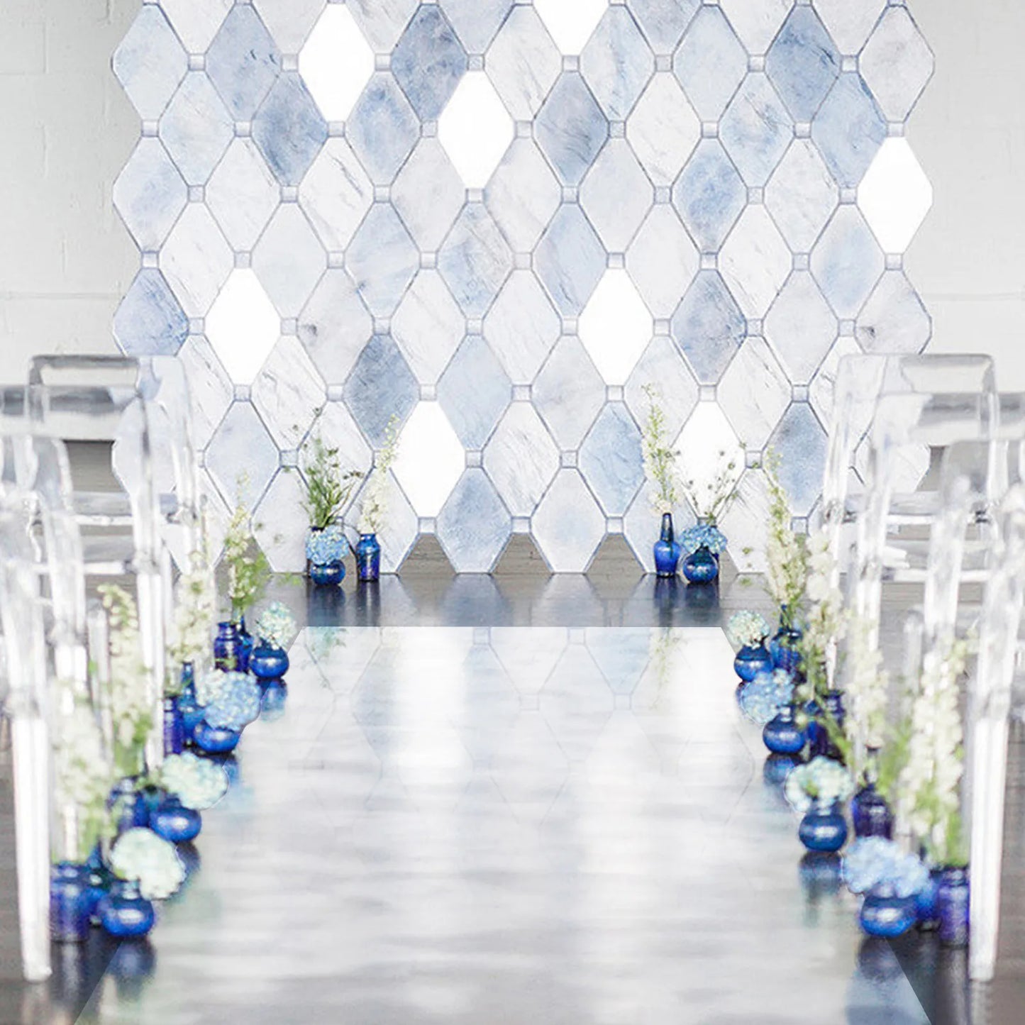 Silver Mirrored Floor Aisle Runner For Weddings And Parties
