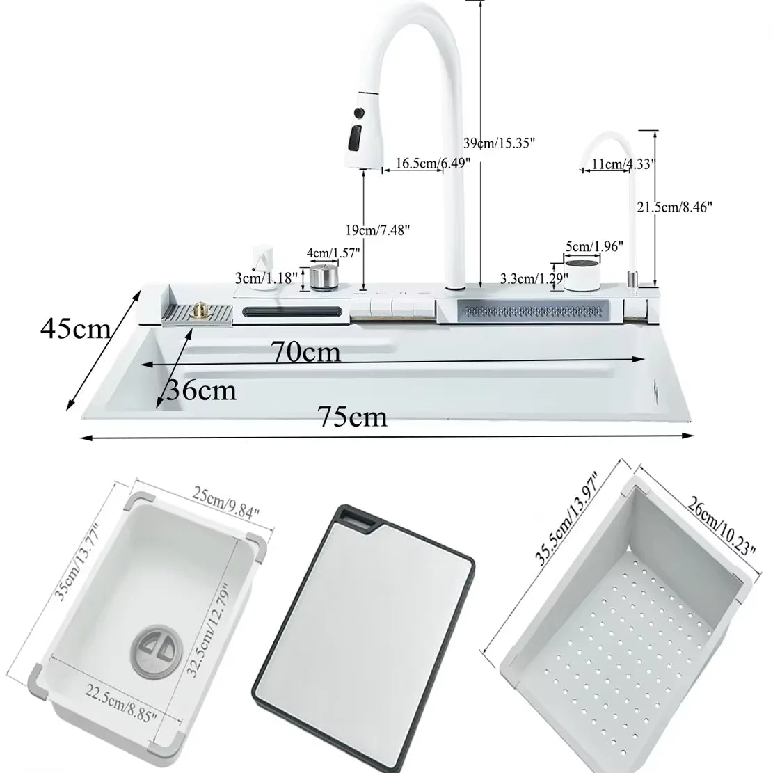 Shinesia 304 Stainless Steel Kitchen Sink Retractable Digital Faucet Set