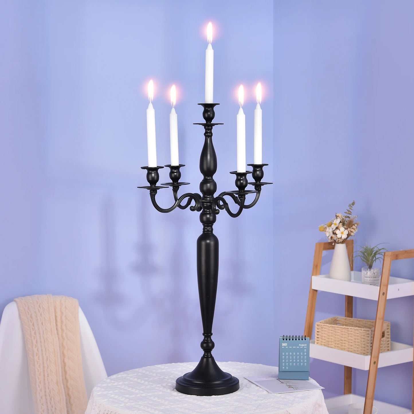 VINCIGANT 4 Pack Metal Five Arm Candelabra For Taper Candles