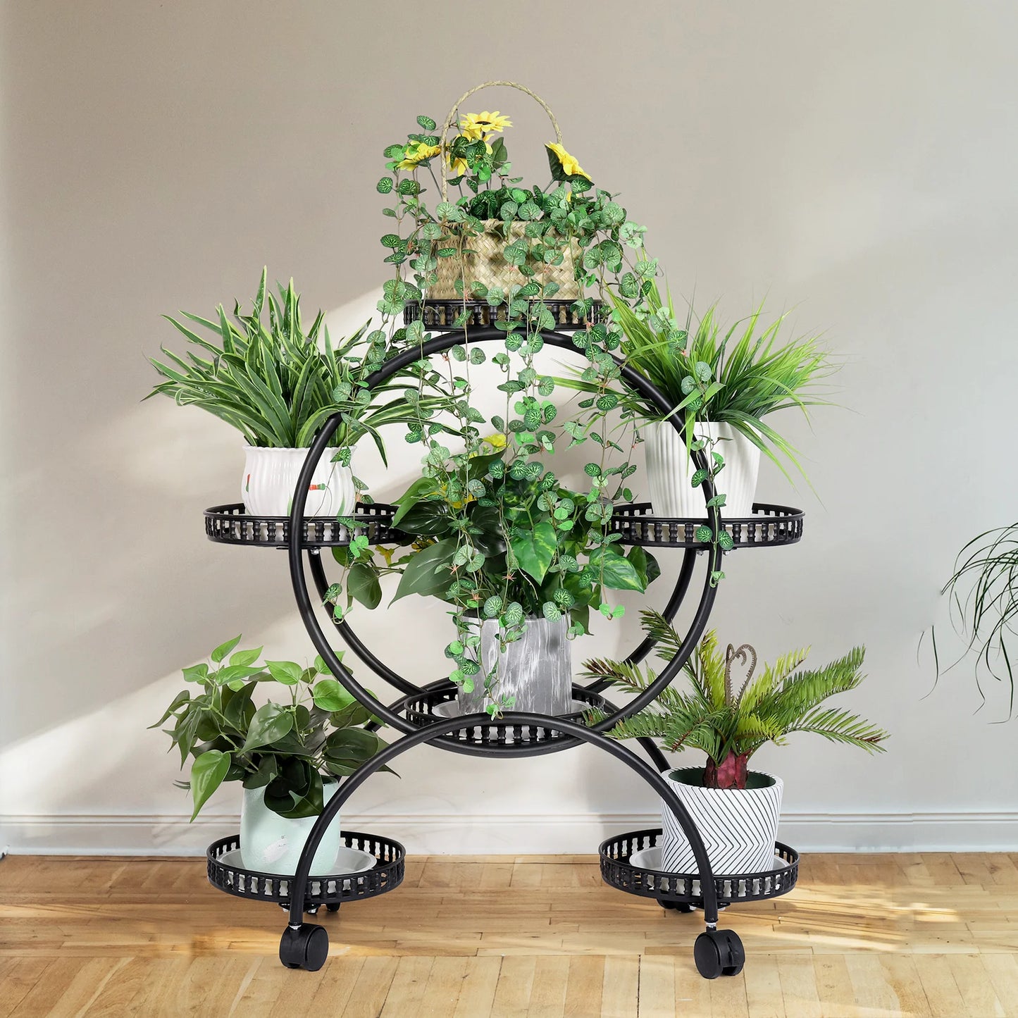 Bingopaw Heavy Duty Metal Plant Stand With Smooth Wheels