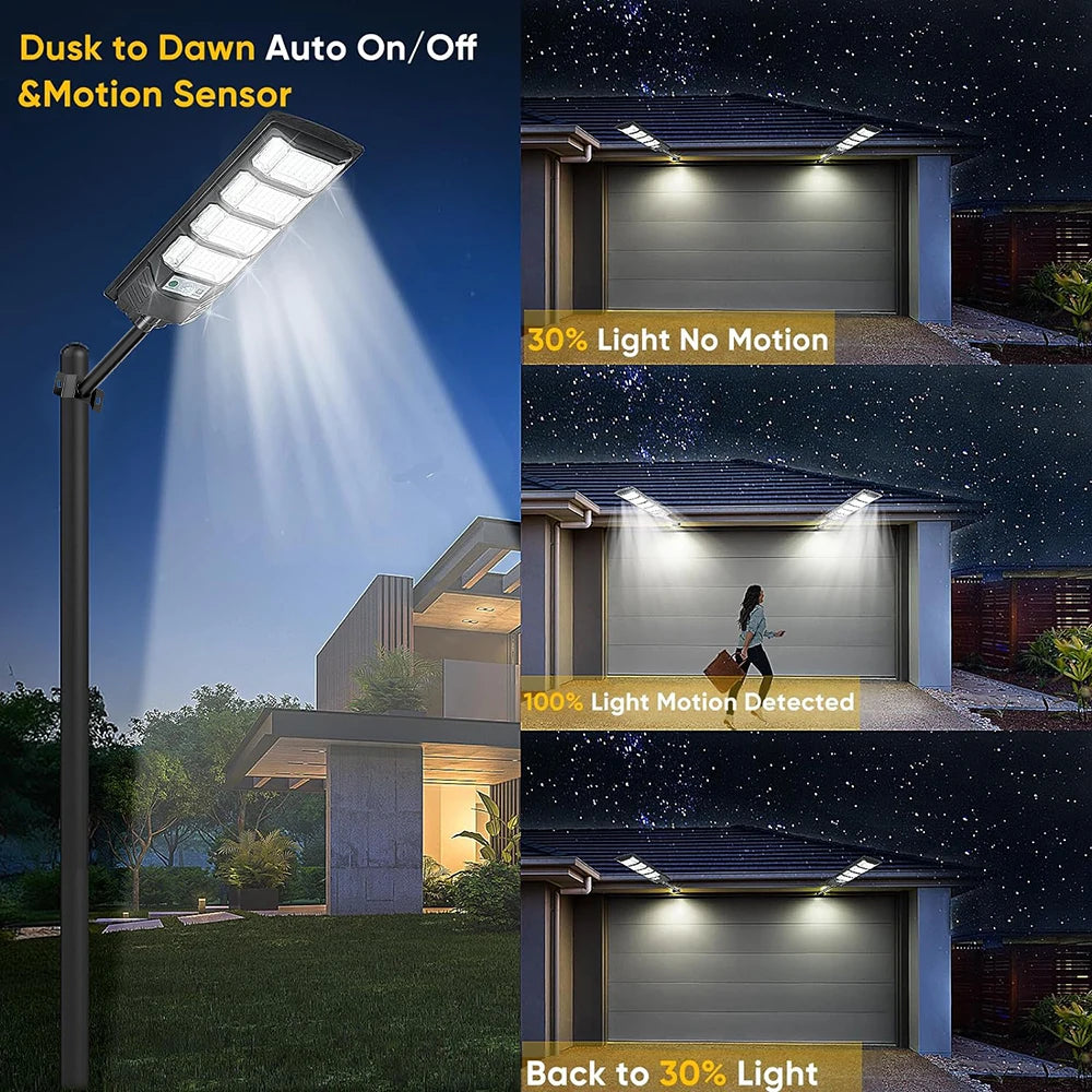 Solar LED Street Light 80000LM 192 LEDs Motion Sensor Waterproof