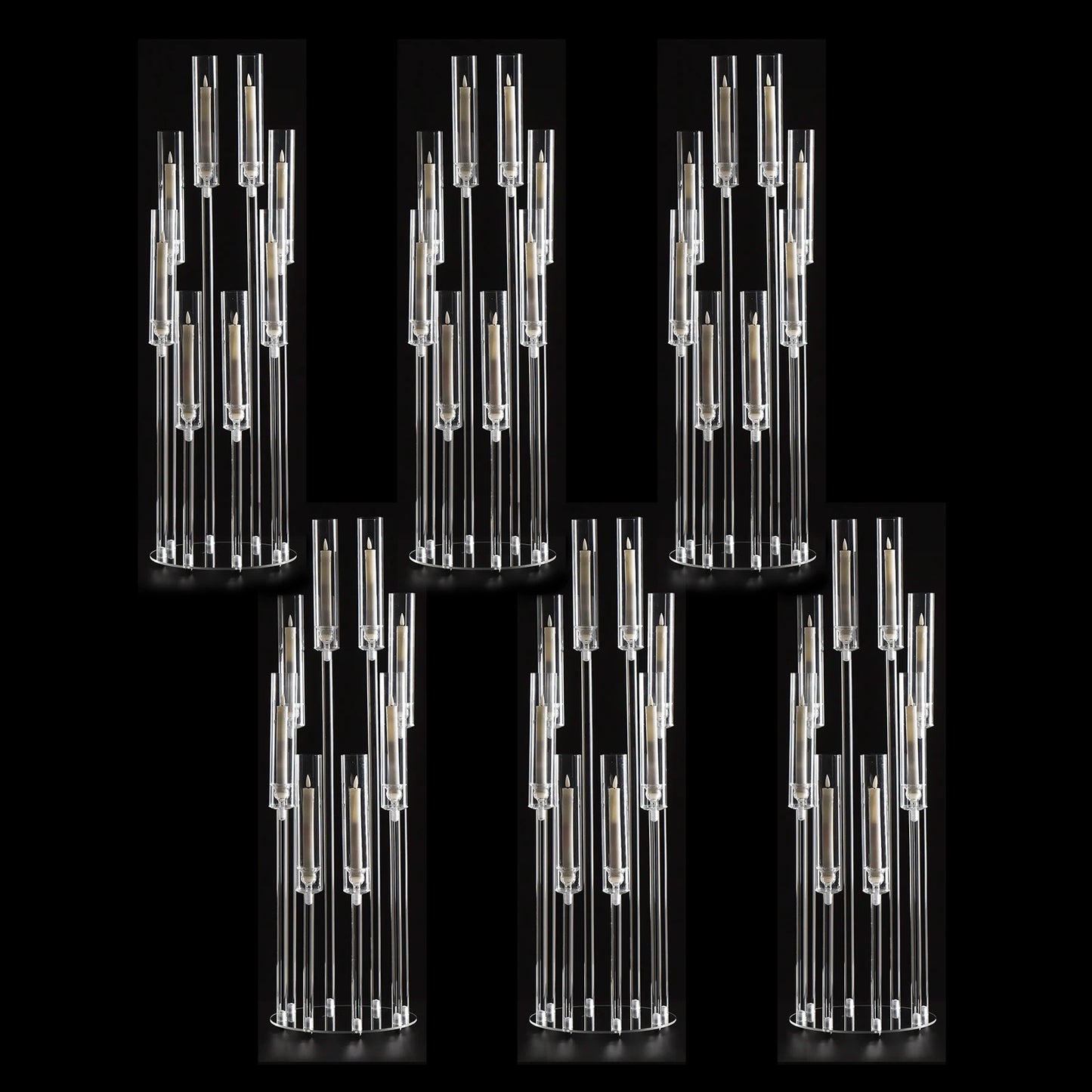 VINCIGANT 6 Pack Clear Acrylic Eight Arm Floor Candelabra Centerpiece