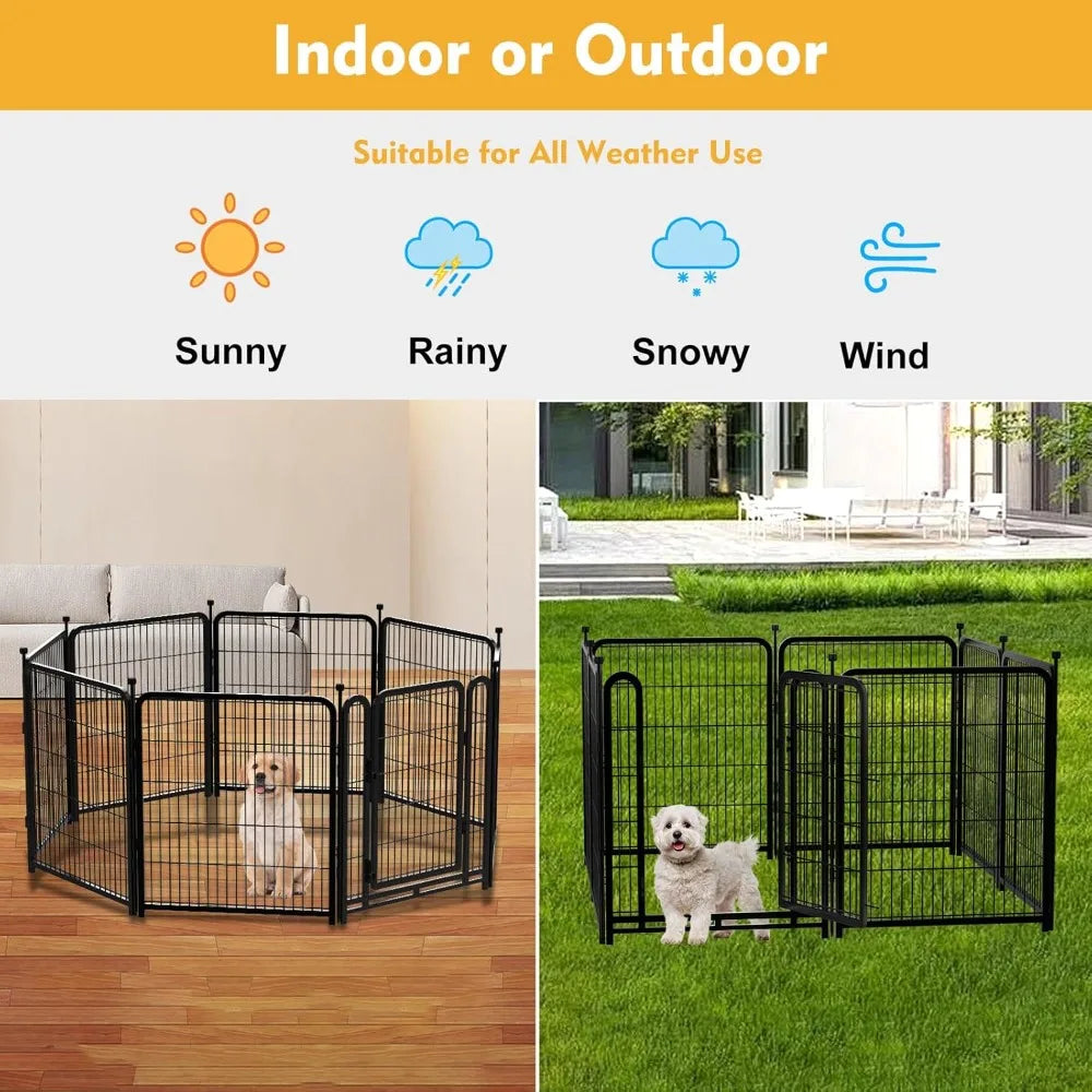 Metal Dog Playpen With Wide Gate For Secure Pet Containment