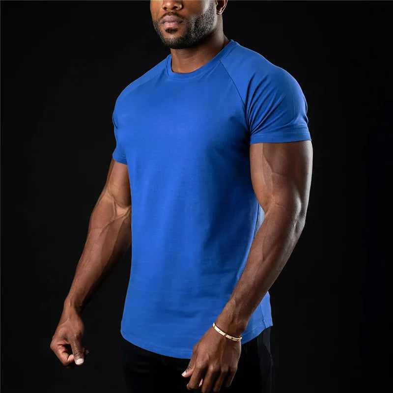Plain Gym T Shirt Short Sleeve Cotton Fitness Tee Essential