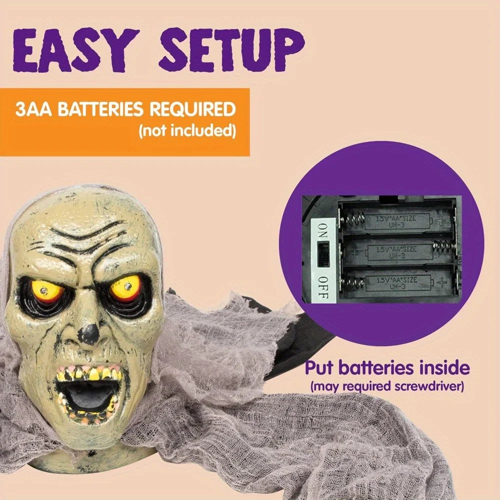 Animated Groundbreaker Zombie With Sound And Flashing Eyes Halloween Decor