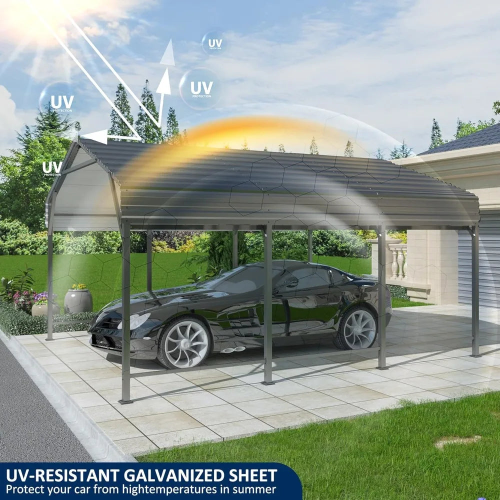 Heavy Duty Galvanized Metal Carport Outdoor Vehicle Shelter Reinforced Base