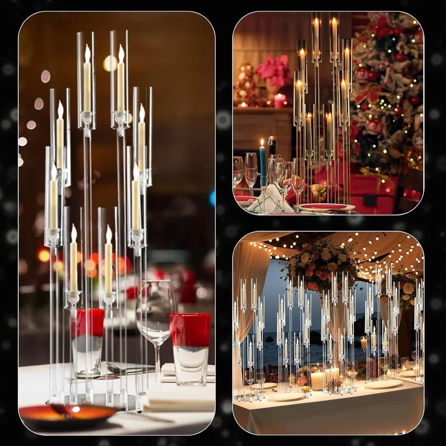 VINCIGANT 6 Pack Clear Acrylic Eight Arm Floor Candelabra Centerpiece