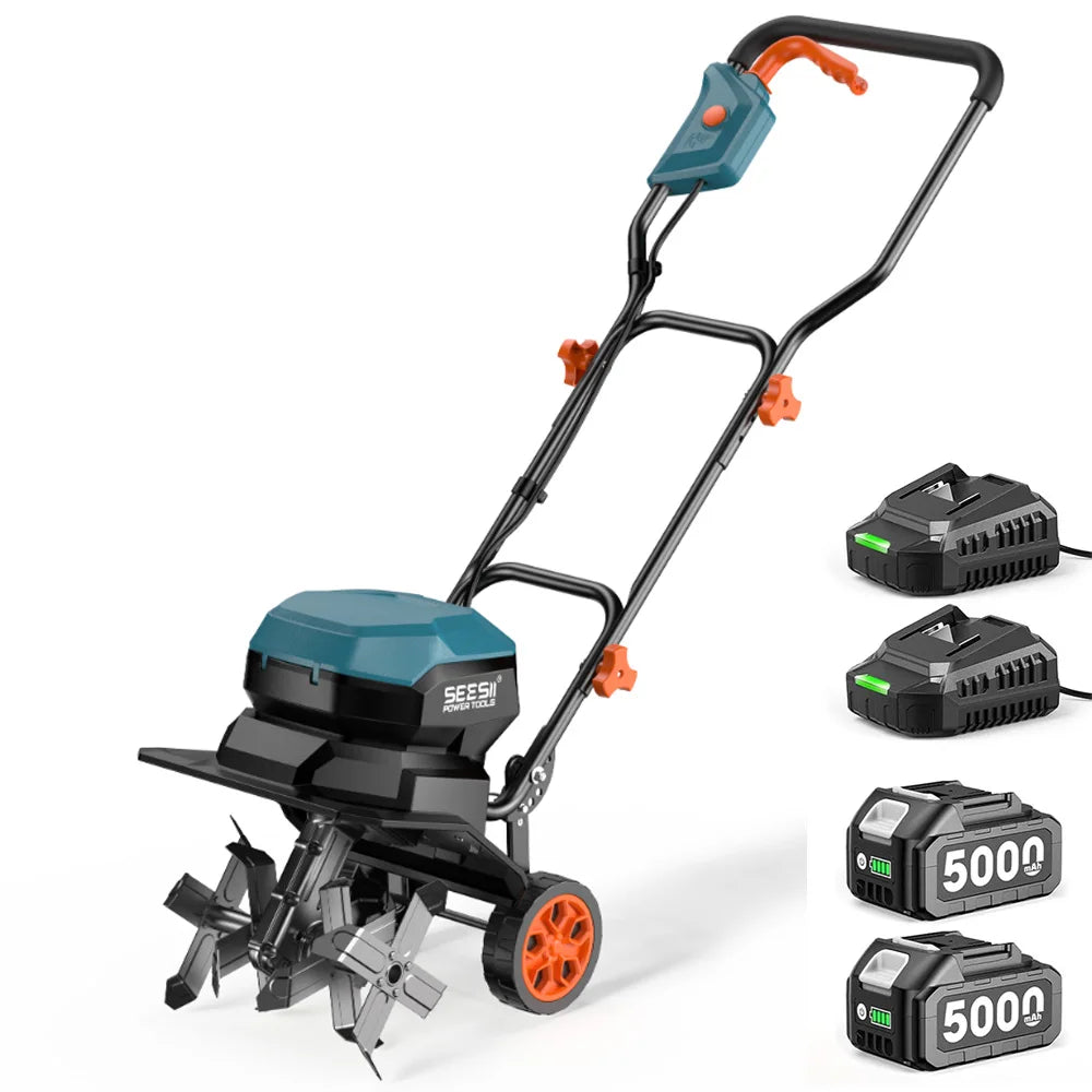SeeSii 40V Cordless Electric Garden Tiller Cultivator For Lawn Care