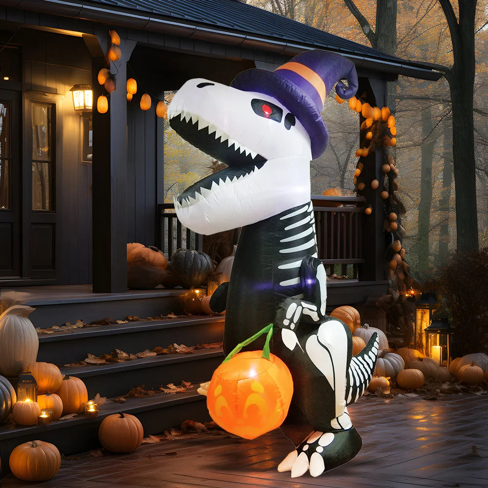 Joyfy Halloween Skeleton Dinosaur Inflatables Outdoor Yard Decor