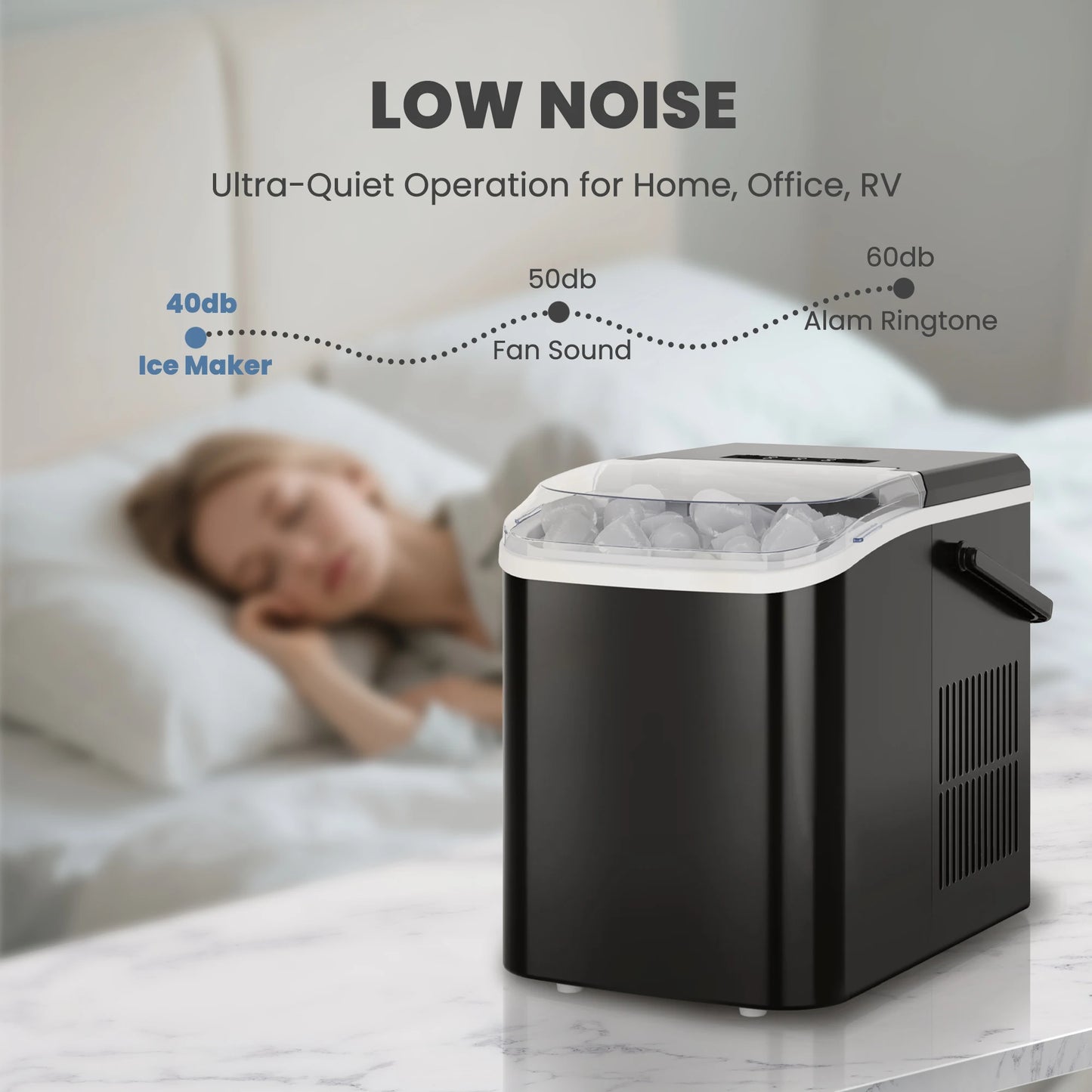 Portable Countertop Ice Maker Producing Fast Bullet Ice Daily