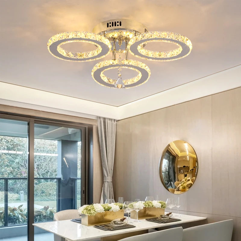VETRULUS Modern Crystal Led Ceiling Chandelier Pendant Light